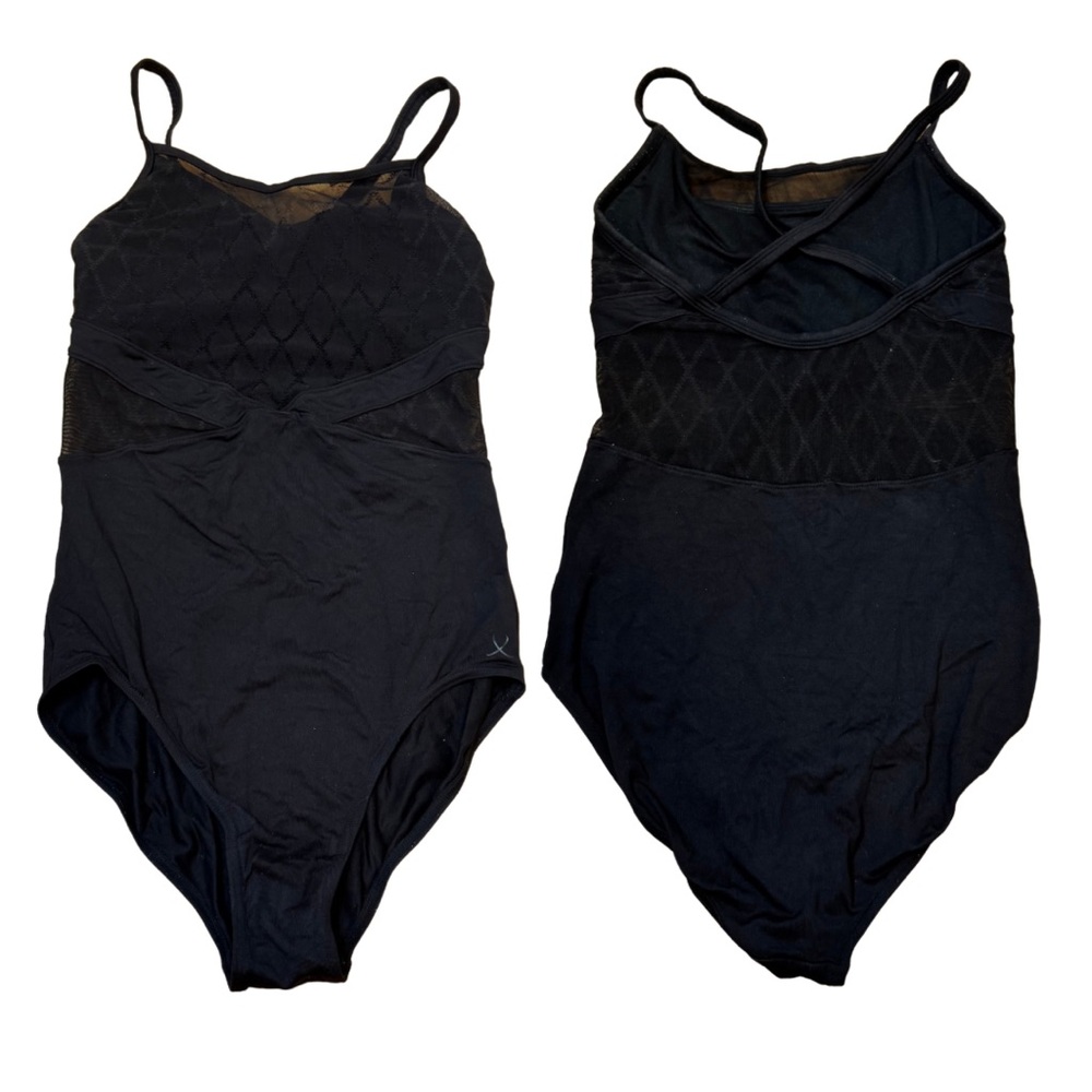BLOCH black dance leotard with mesh detailing (sheer back & sides) - size M